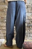 Lindin Linen Blend Crochet Flower Barrel Pant Washed Navy